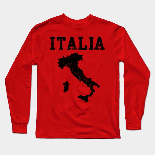 Italia Map Italy Italian Italiano Family Heritage Long Sleeve T-Shirt by E